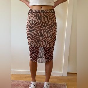 Boohoo zebra print mesh midi